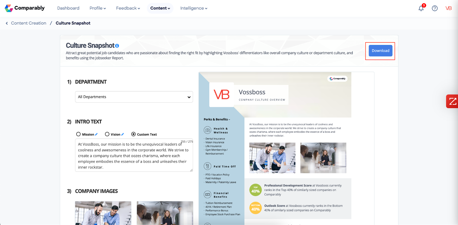How to Use the Culture Snapshot in Comparably