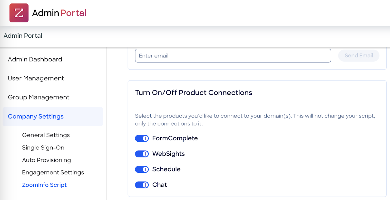 Company settings in the Admin Portal