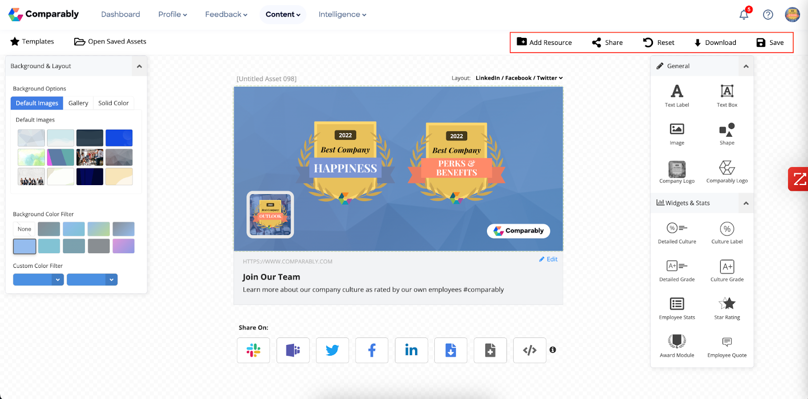 How to Use Comparably Design Studio for Social Media
