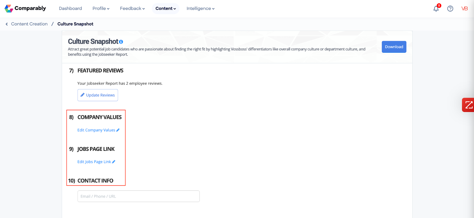How to Use the Culture Snapshot in Comparably